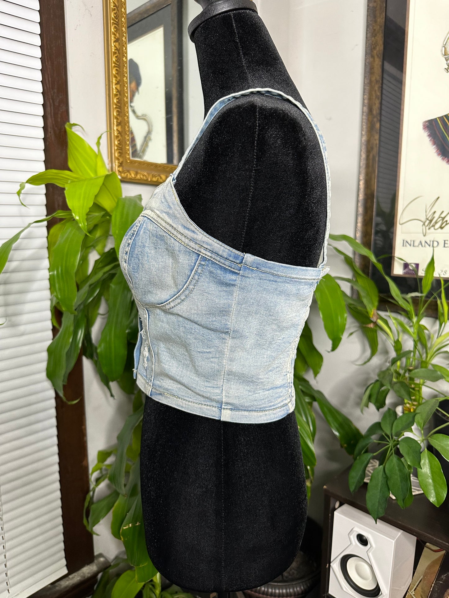 Distressed Denim Bustier