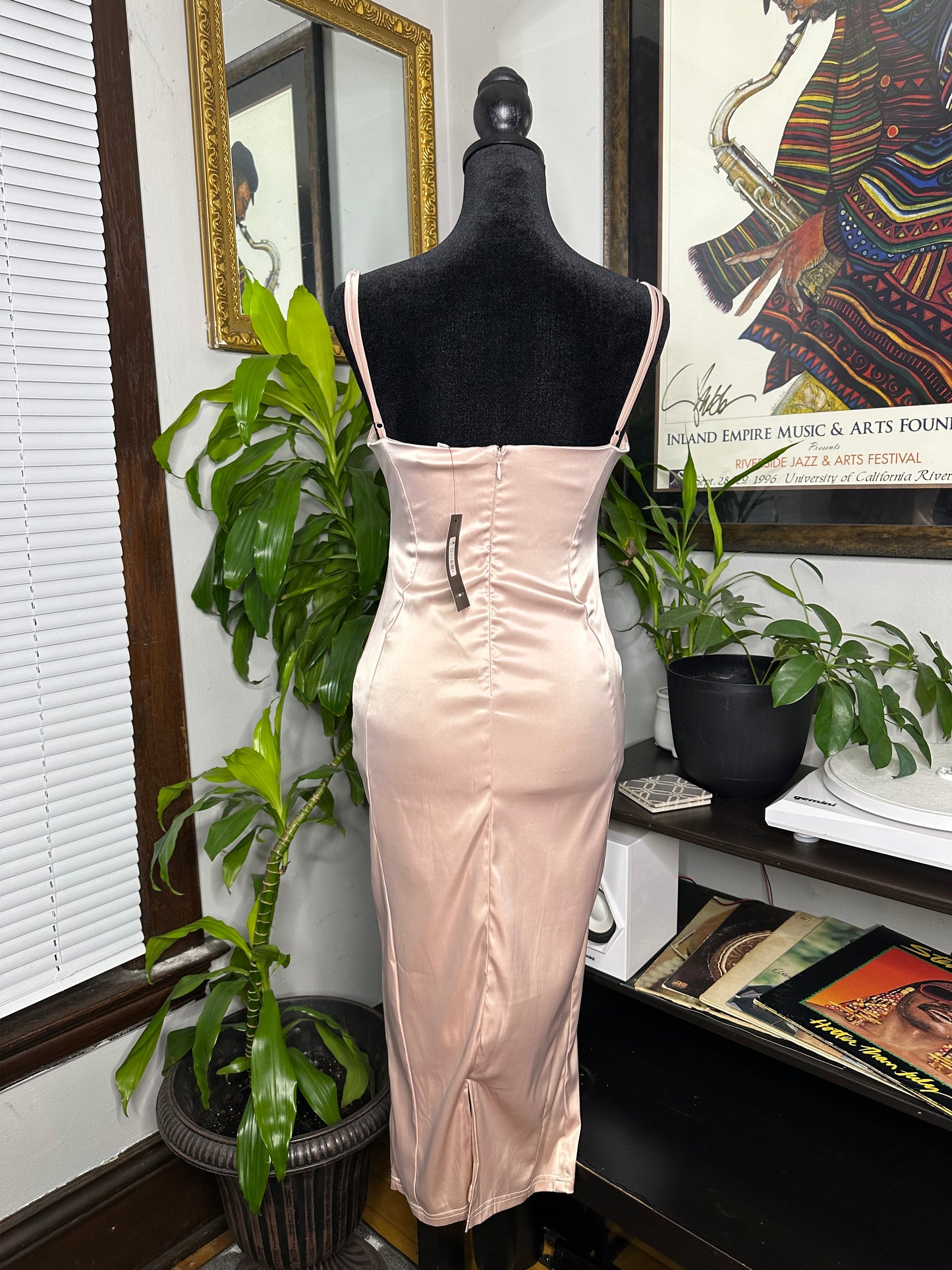Romantic Satin Midi Dress (new)