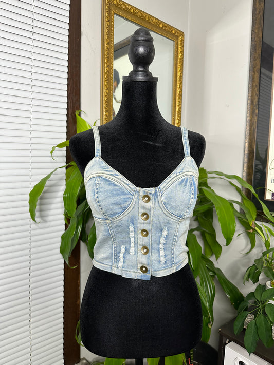 Distressed Denim Bustier