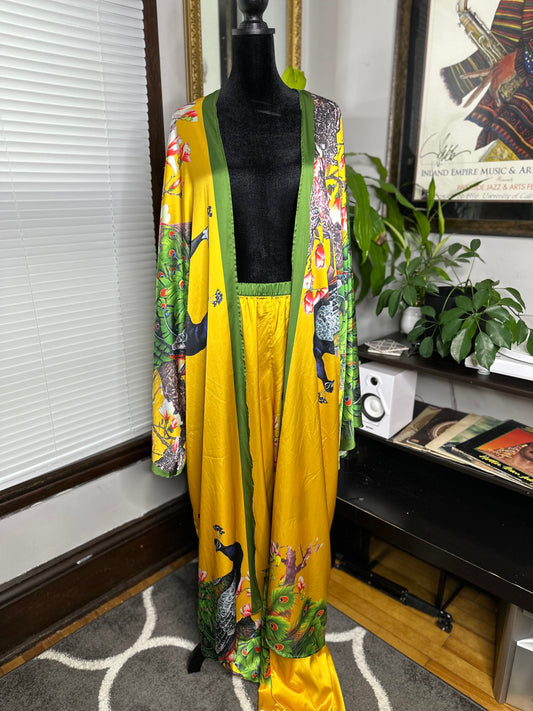 Peacock Satin Pants Set (new)