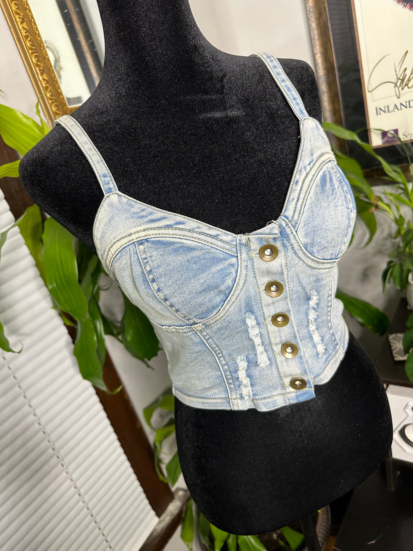 Distressed Denim Bustier
