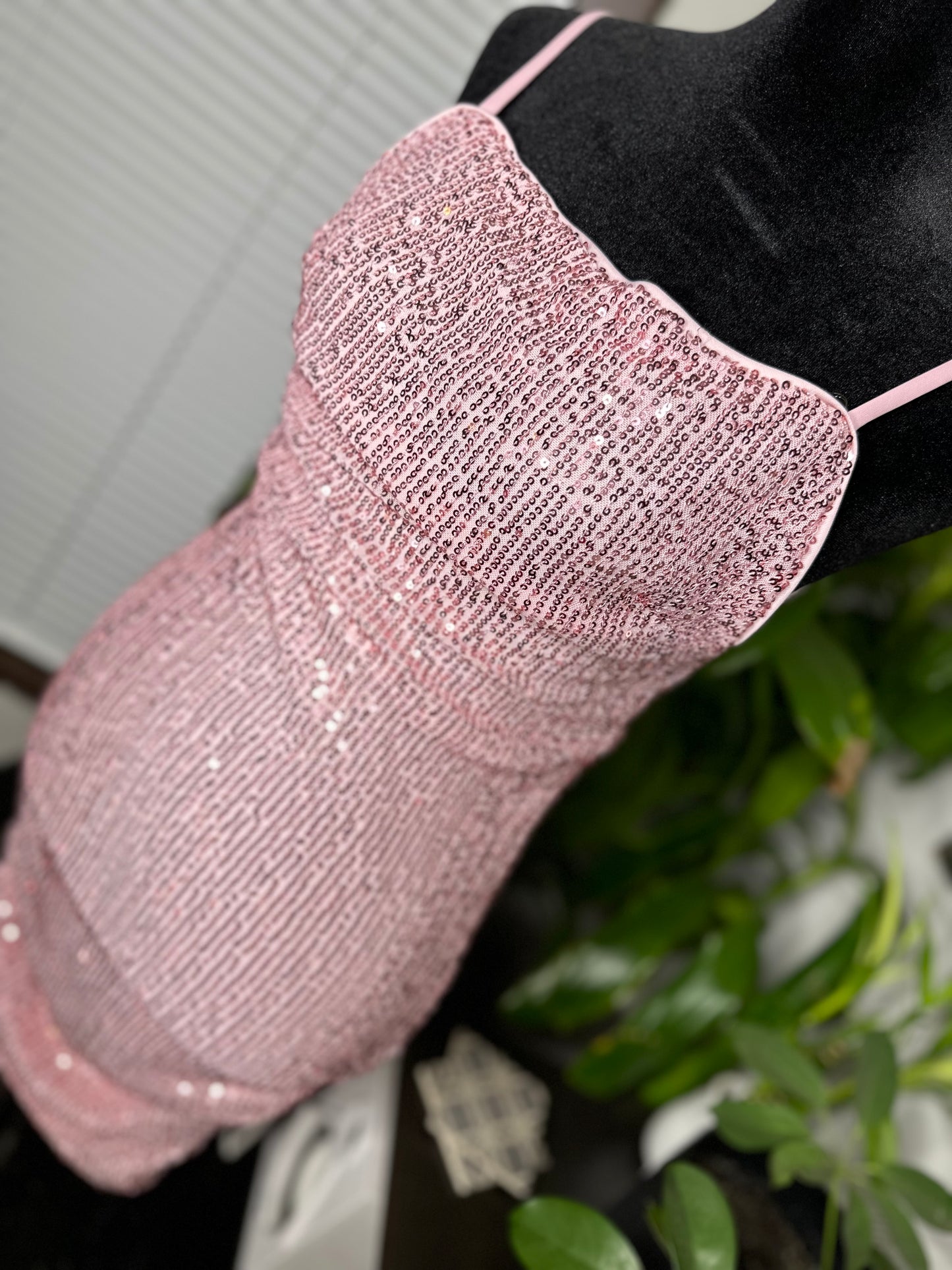 Pink Sequin Mini Dress
