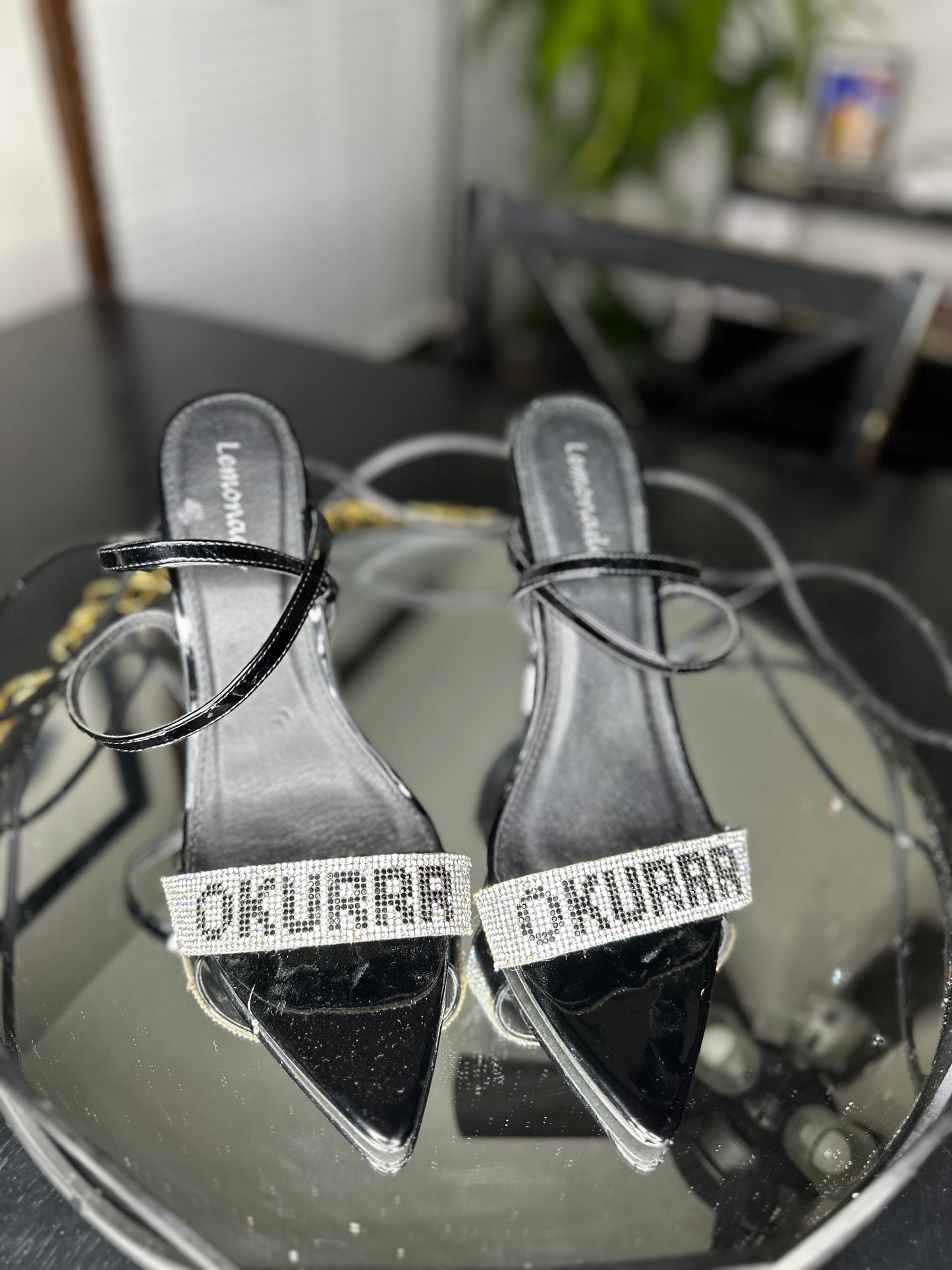 OKURRR Rhinestone Sandal Heel