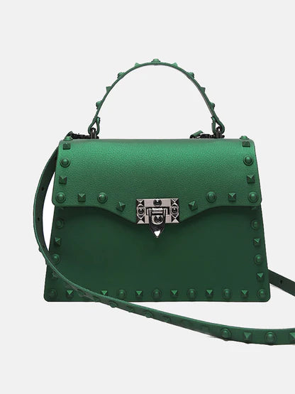 Emerald Studded Jelly Crossbody Bag