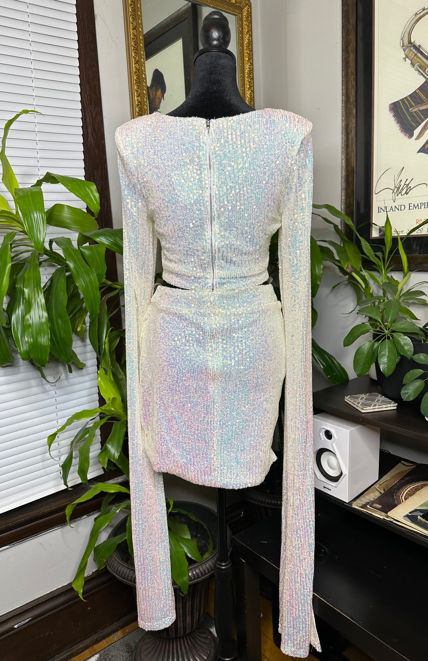 White Sequin Skirt Set (new)