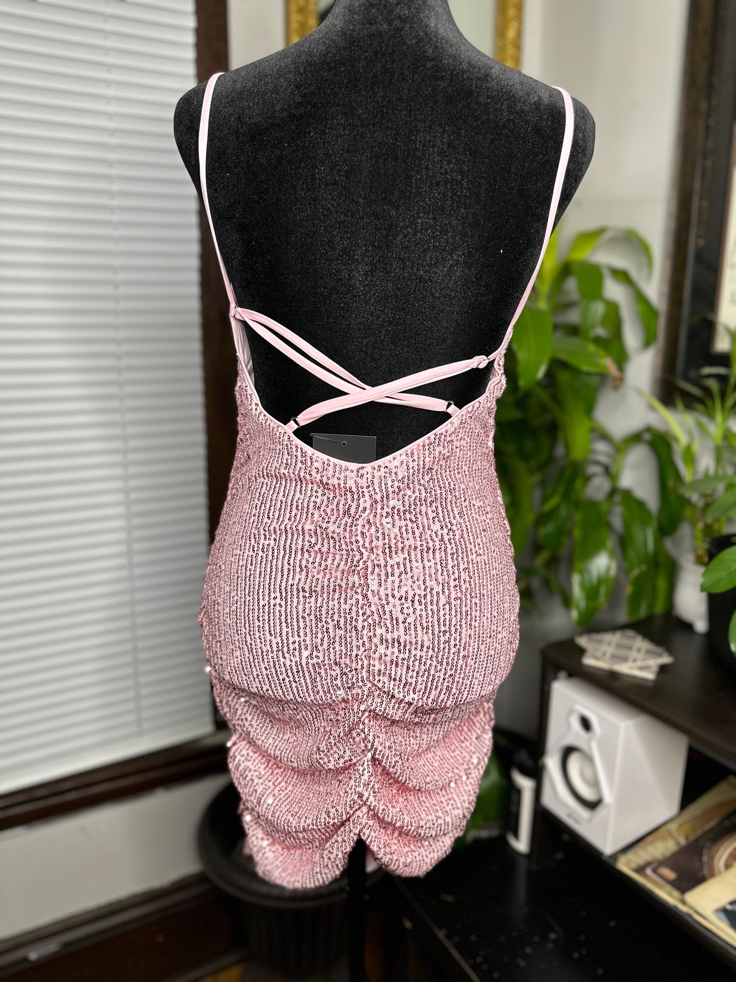 Pink Sequin Mini Dress