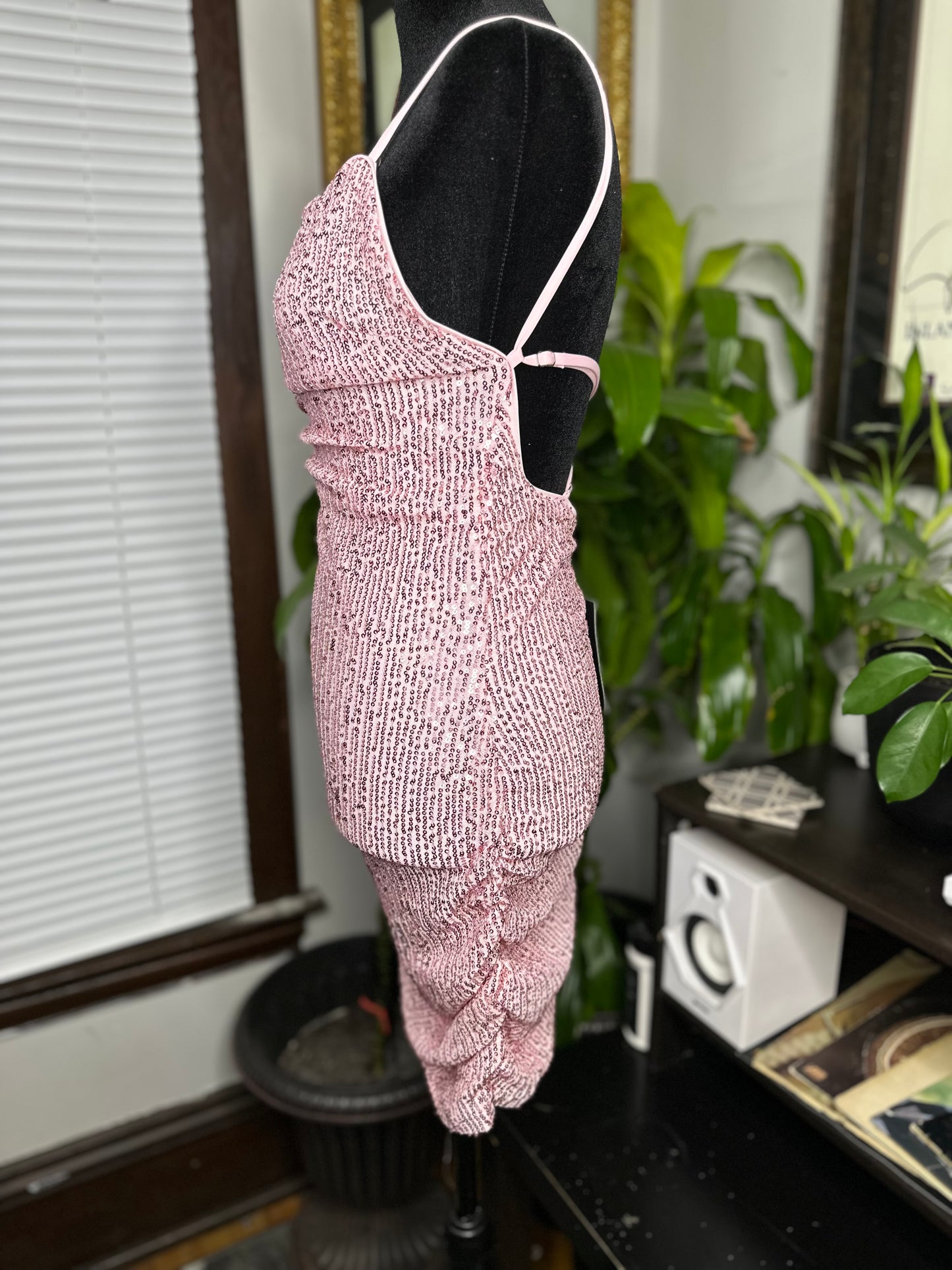 Pink Sequin Mini Dress