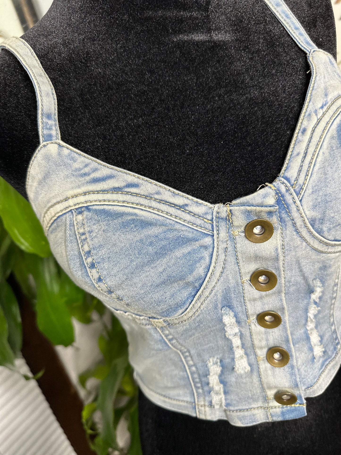 Distressed Denim Bustier