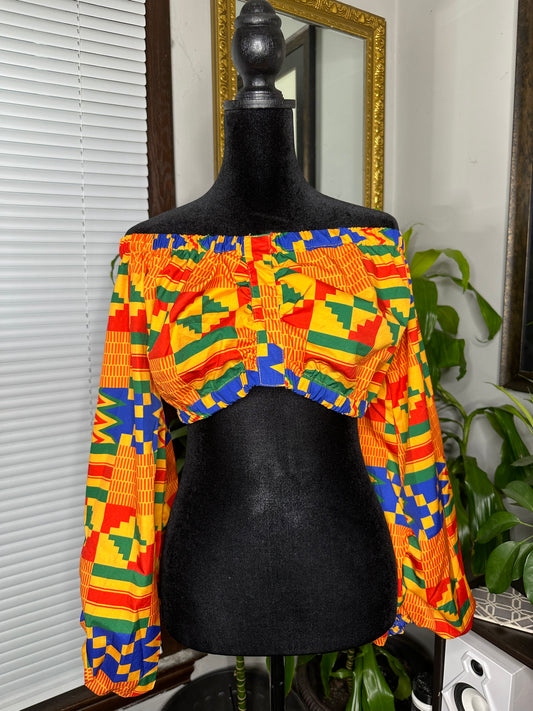 African Off Shoulder Crop Top