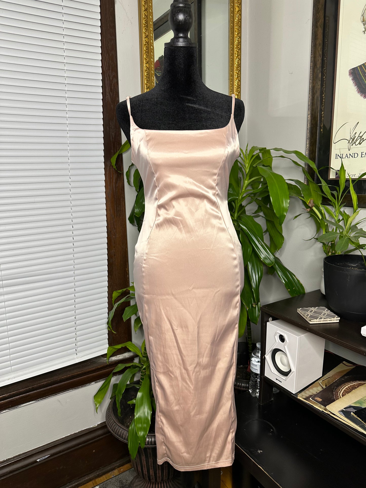 Romantic Satin Midi Dress (new)
