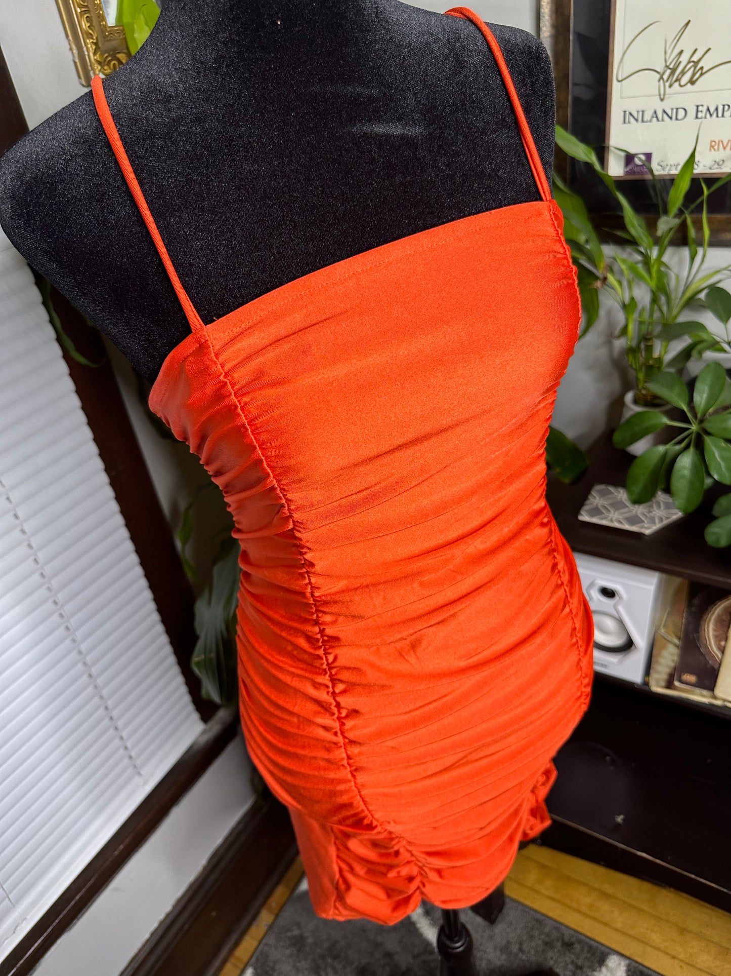 Mandarin Ruched Mini Dress