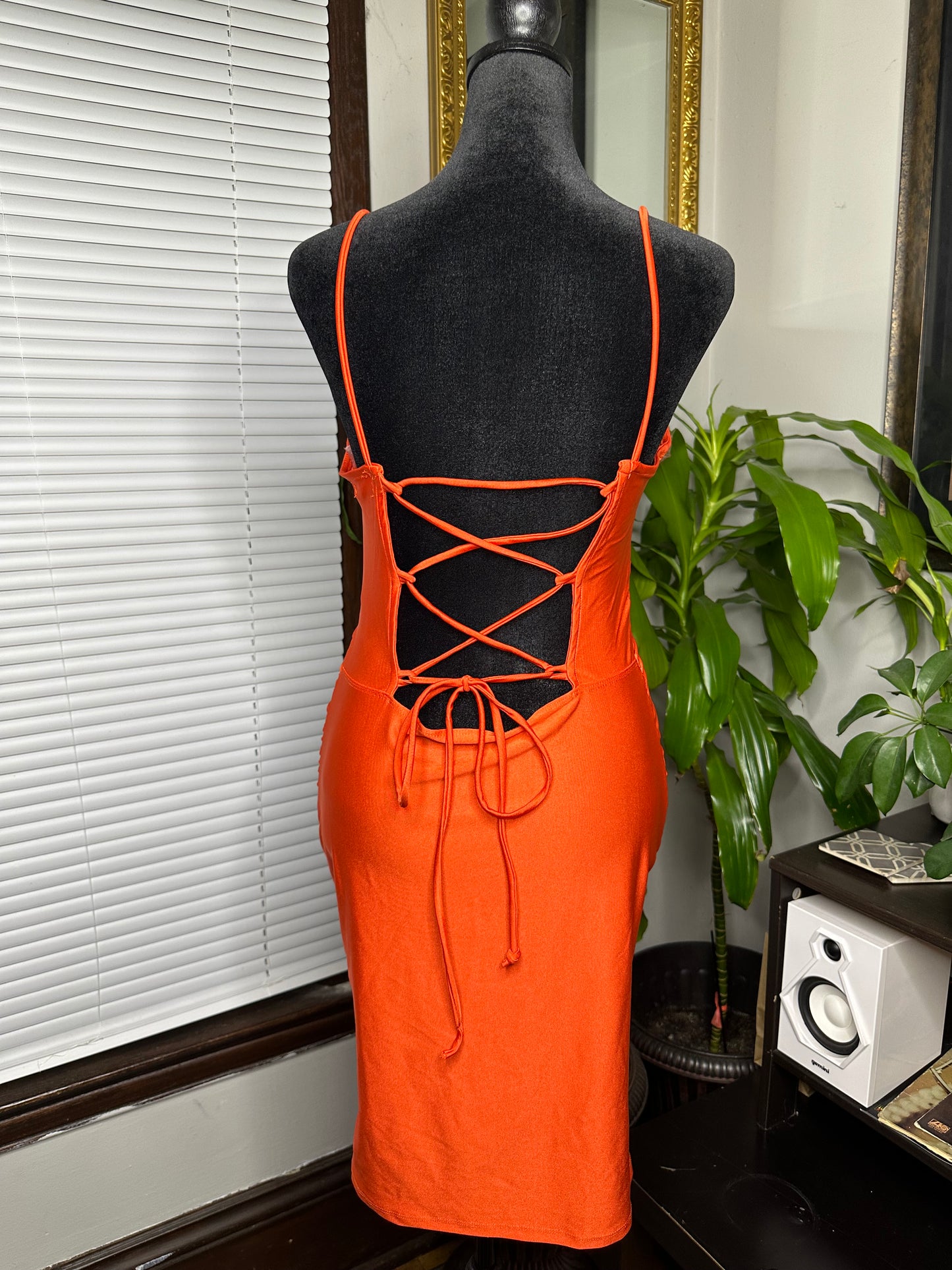 Mandarin Ruched Mini Dress
