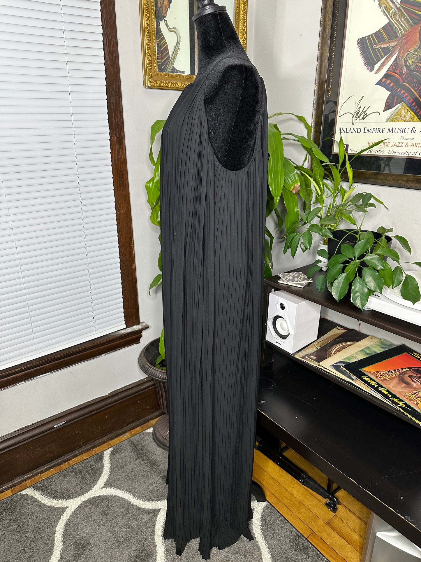 Halter Neck Pleated Sleeveless Wide Leg Long Romper Pants- Belt Not Included