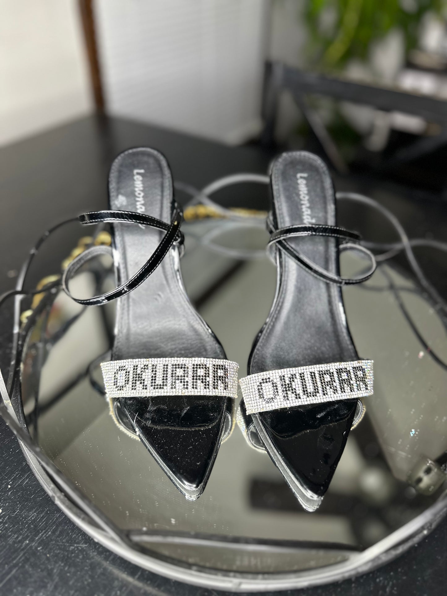 OKURRR Rhinestone Sandal Heel