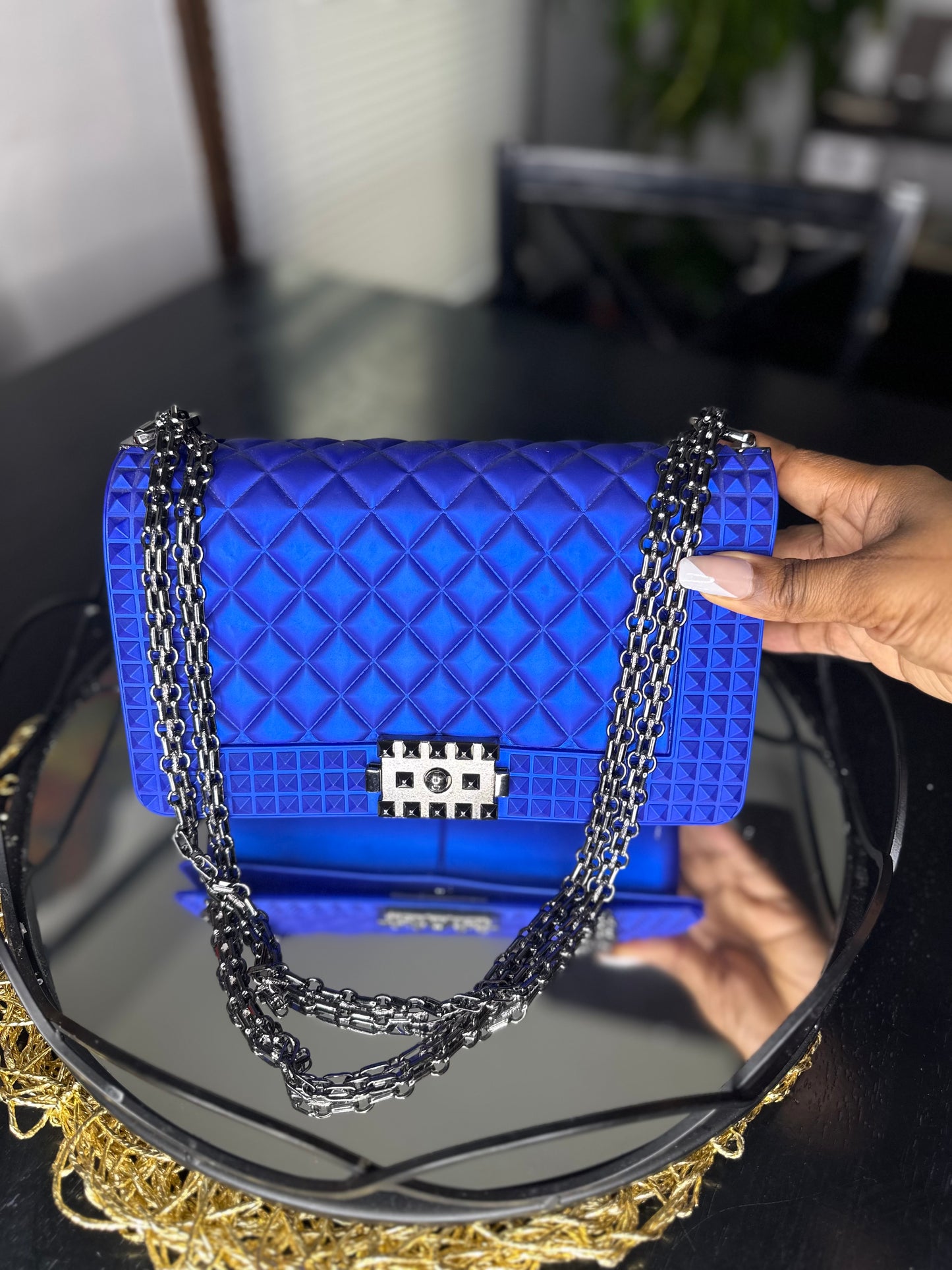 Quilted Jelly Chained Strap Shoulder Bag