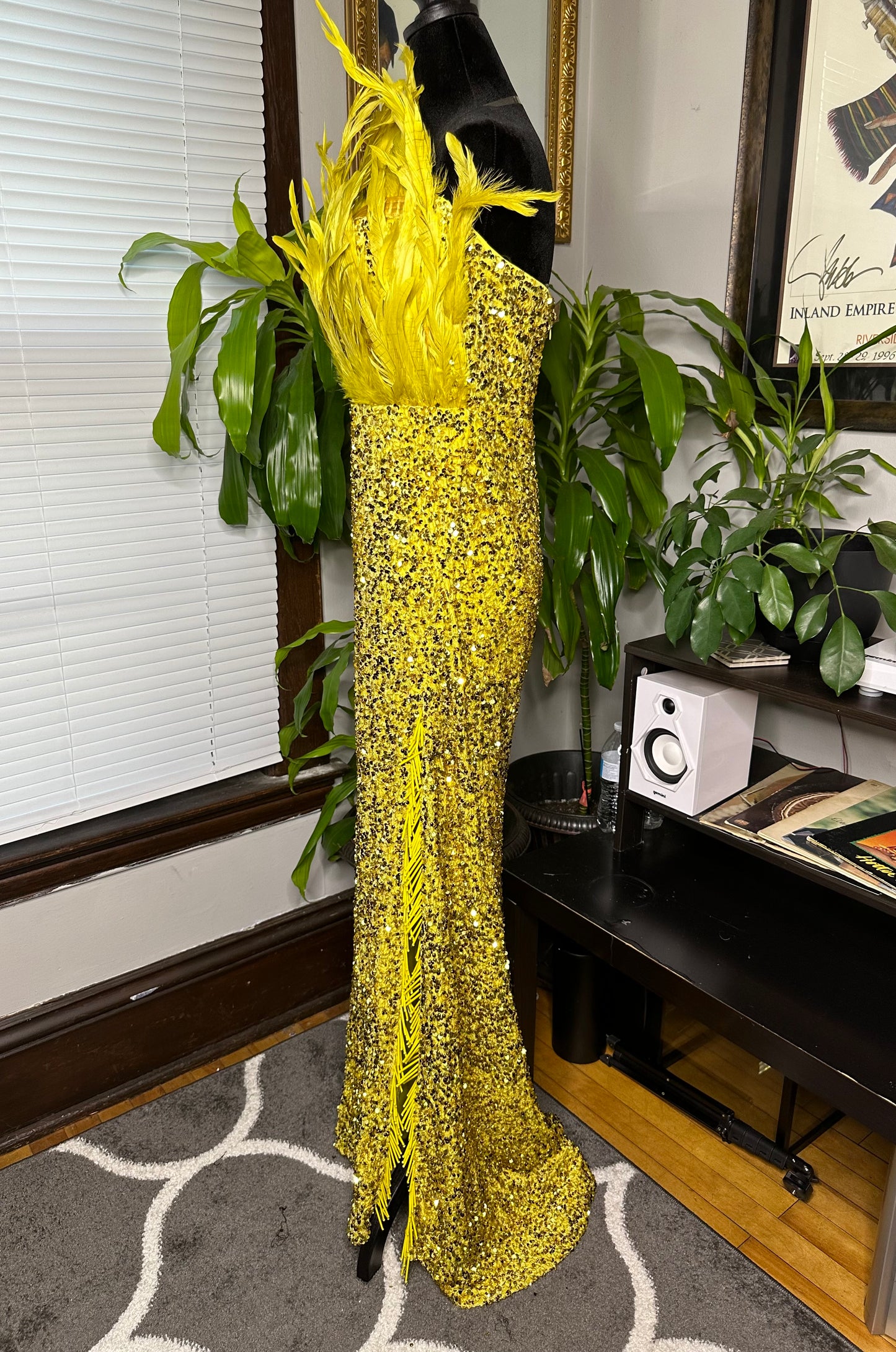 Feather Sequin Maxi Dress