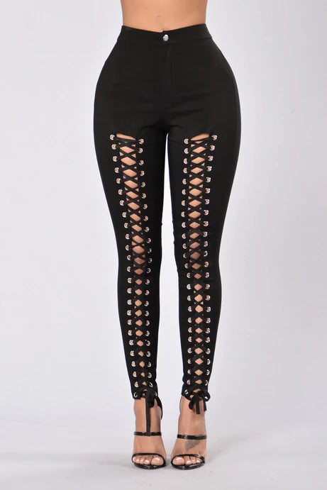 Lace Up Skinny Leg Pants