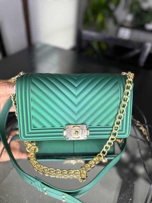 Forest Matte Chevron Jelly Crossbody Bag