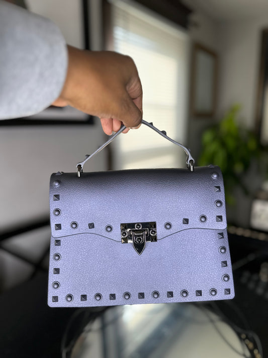 Metallic Grey Studded Jelly Crossbody Bag