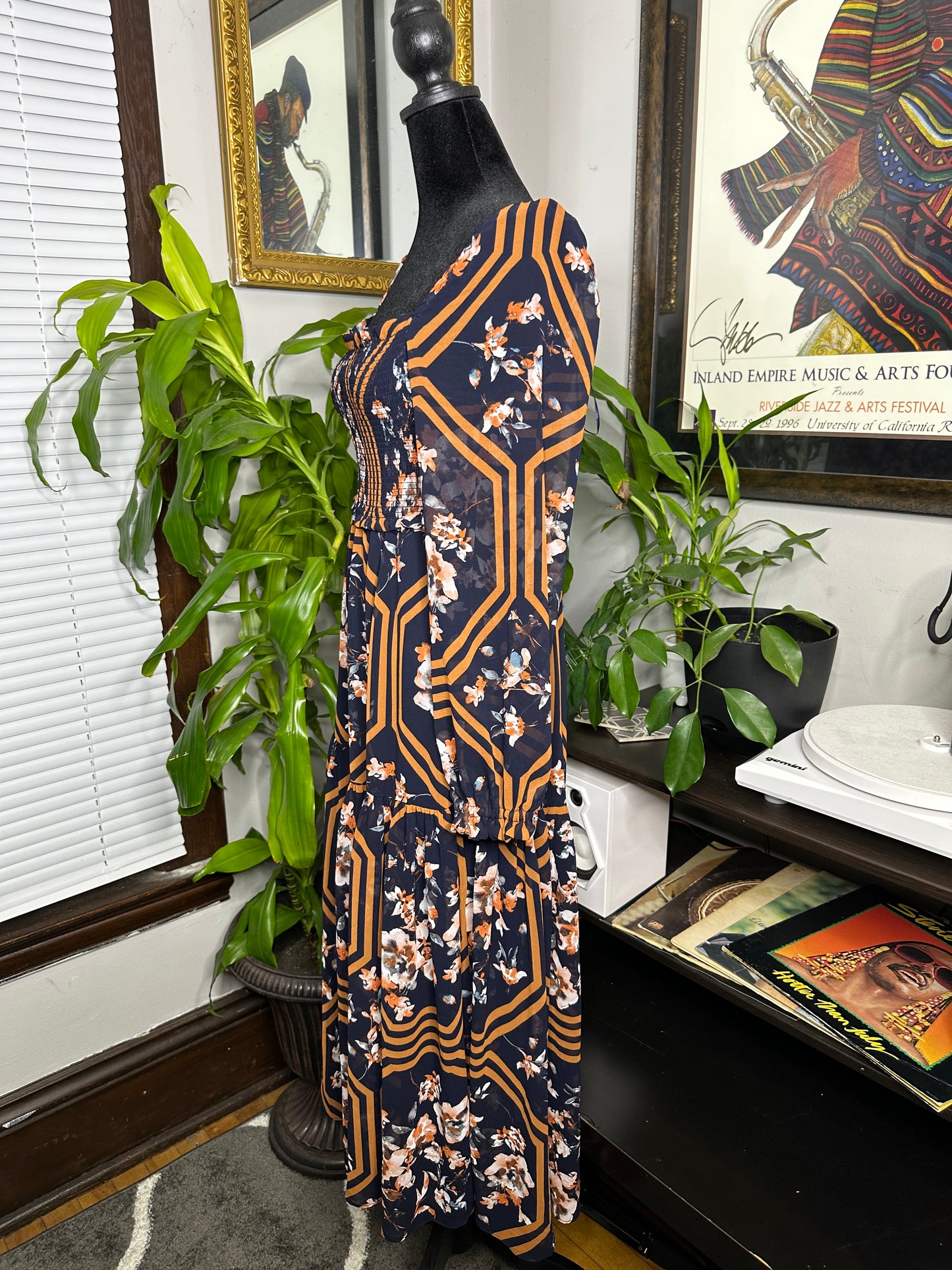 Multi-Color Print Tier Maxi Dress