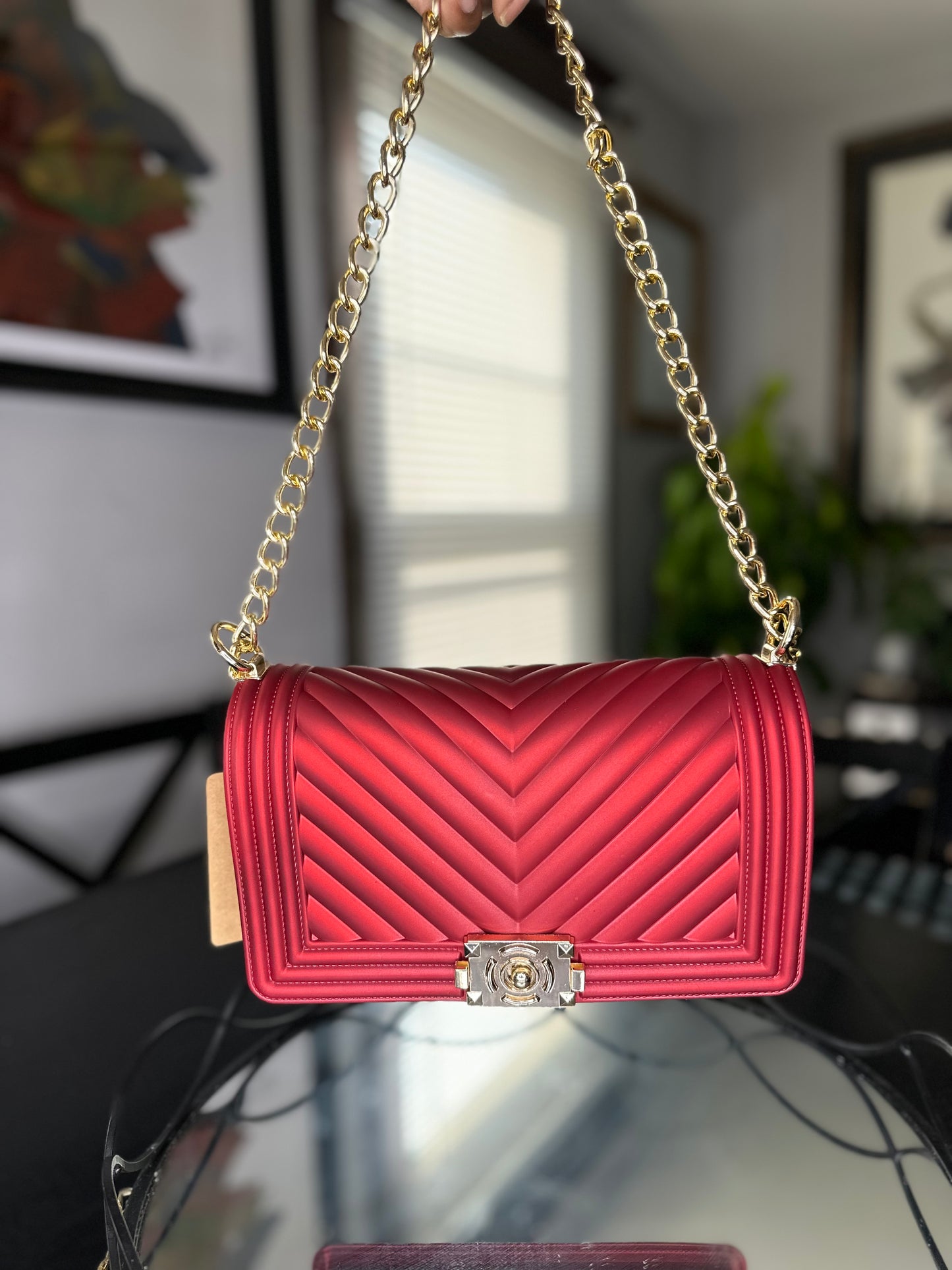 Matte Chevron Jelly Crossbody Bag