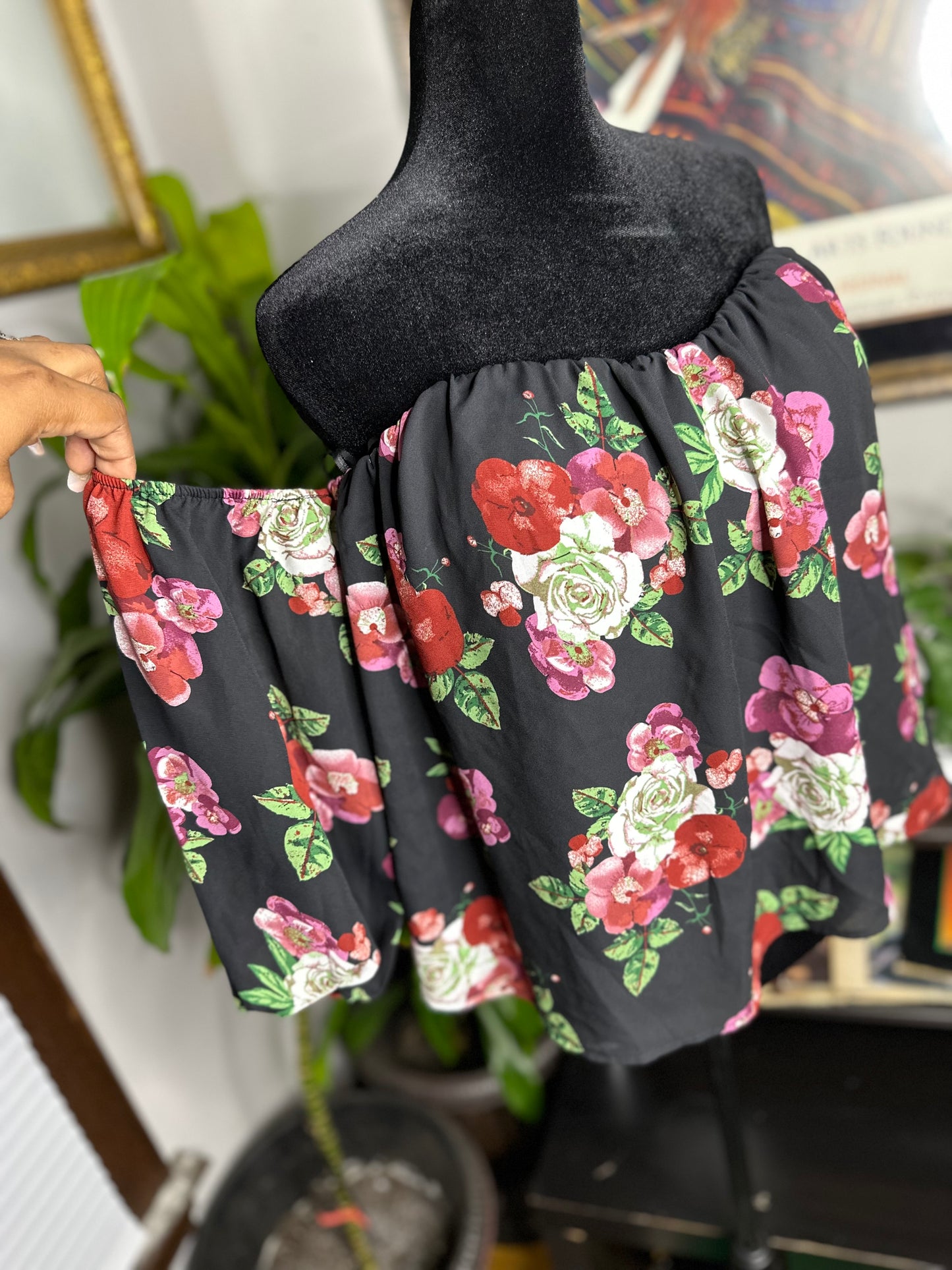 Floral Padded Breast  Off The Shoulder Blouse