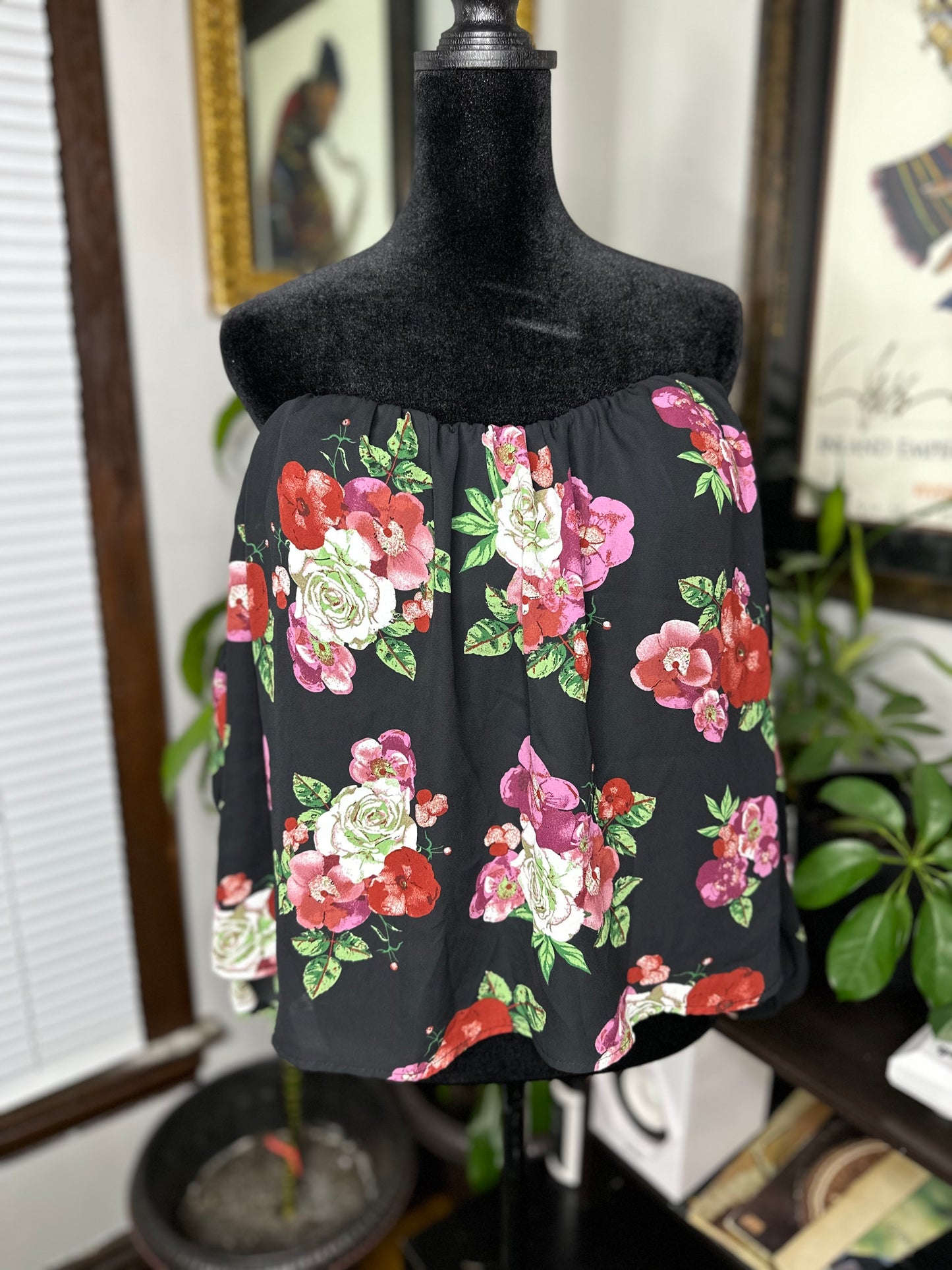 Floral Padded Breast  Off The Shoulder Blouse