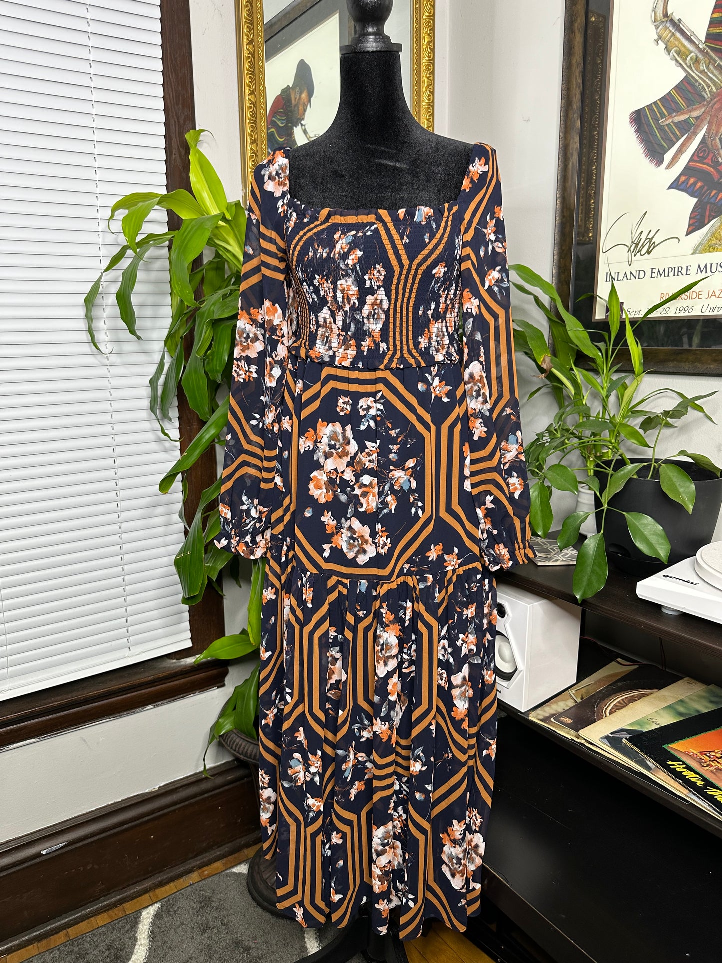 Multi-Color Print Tier Maxi Dress