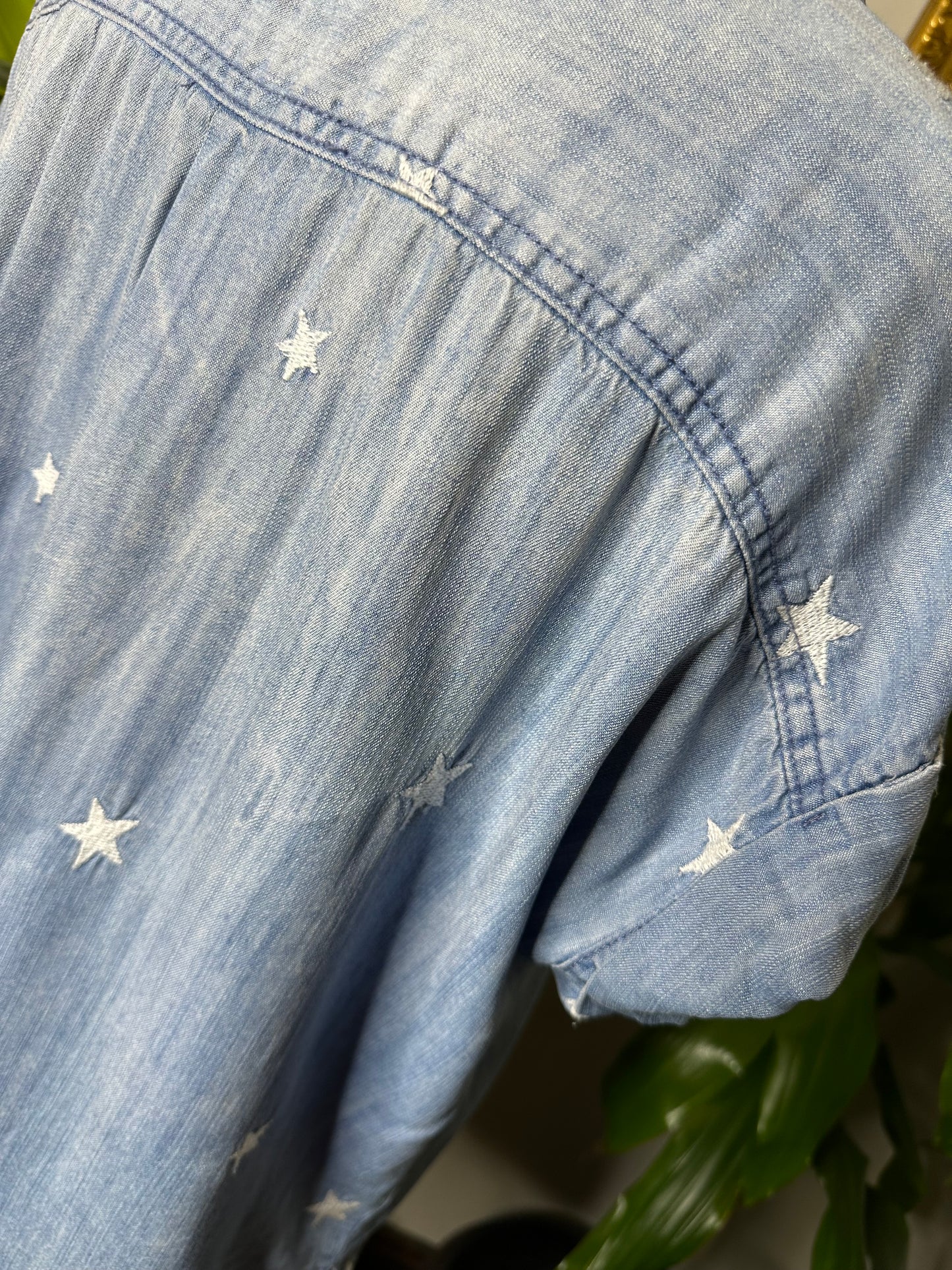 Distressed Star Denim Button Shirt