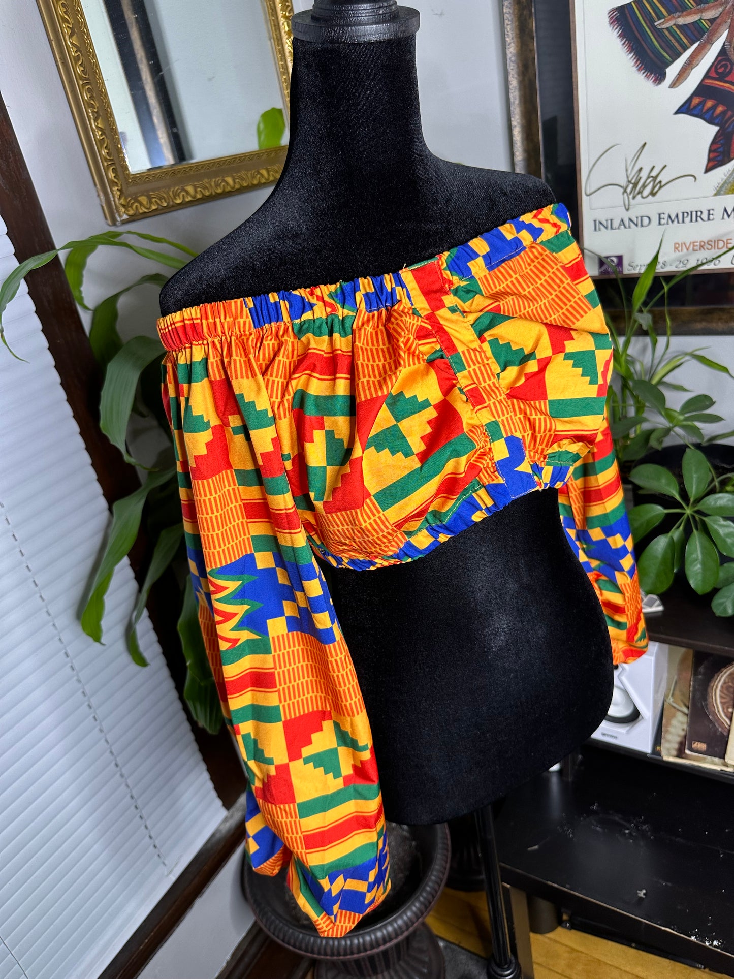 African Off Shoulder Crop Top