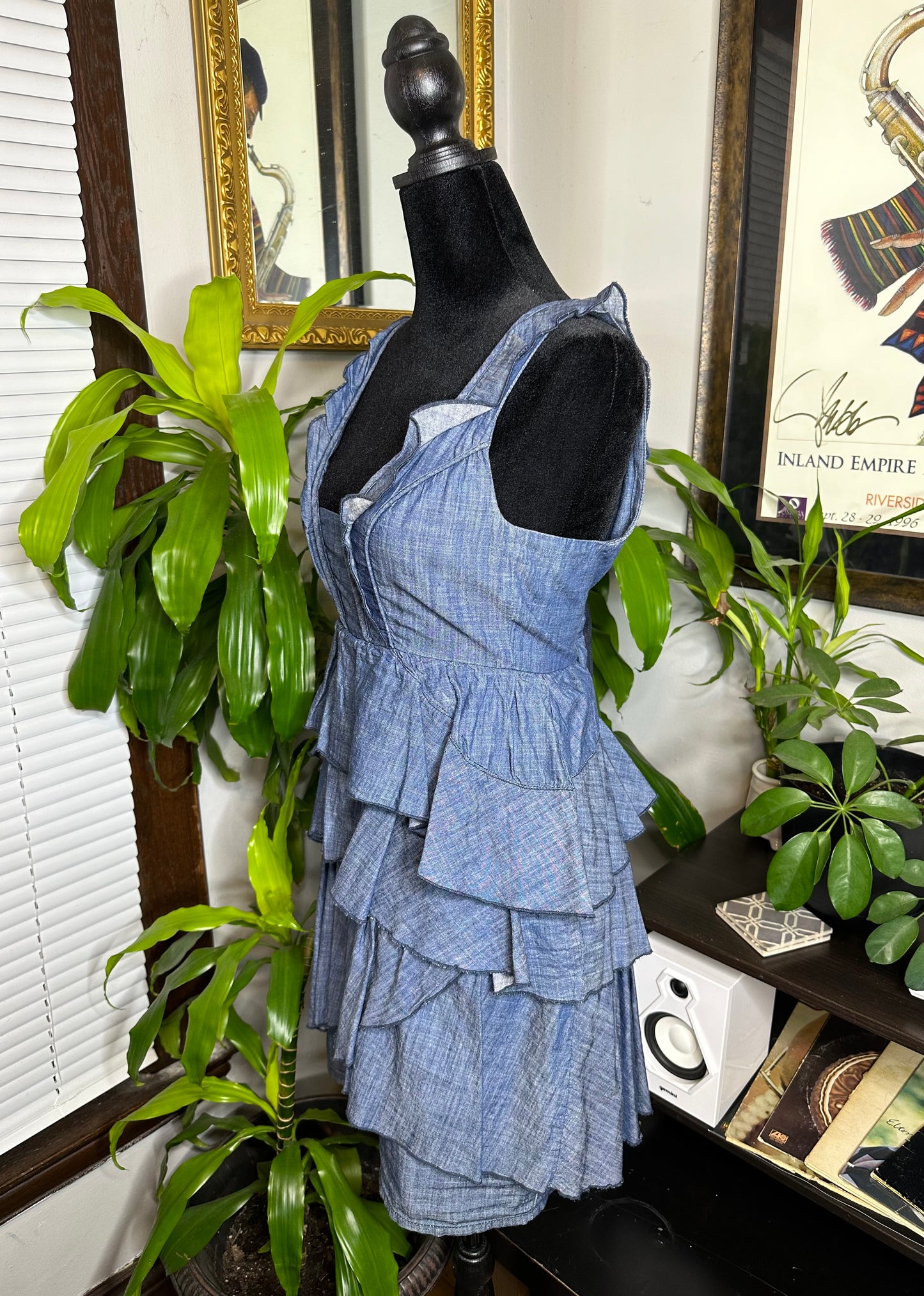 Denim Layered Ruffle Dress