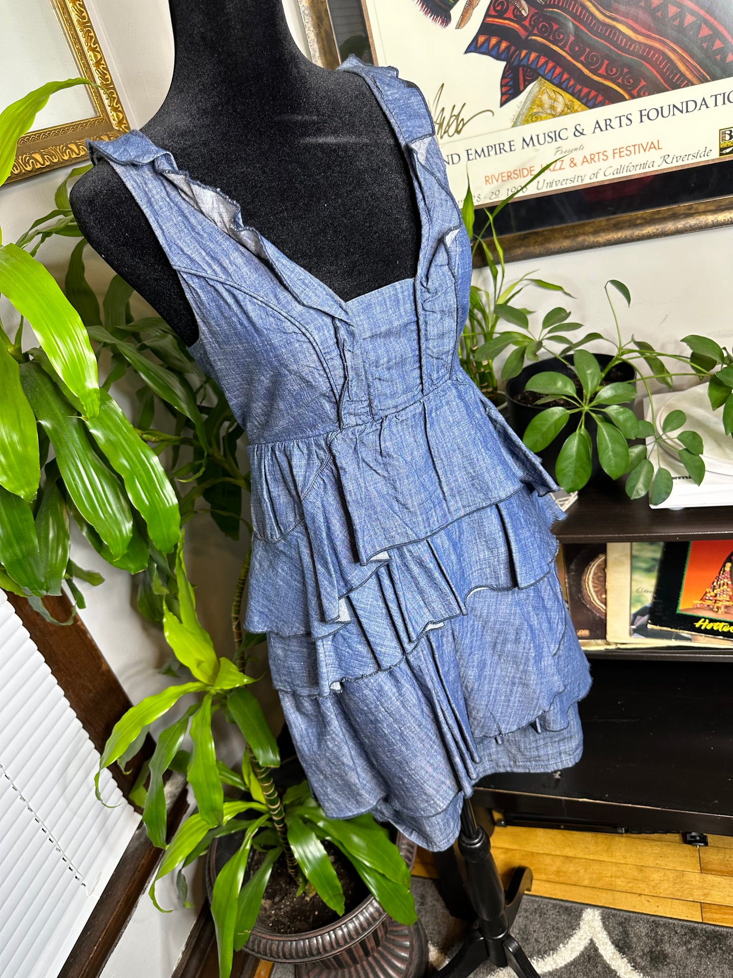 Denim Layered Ruffle Dress