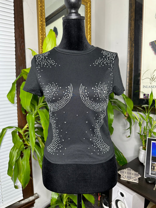 Rhinestone Body Outline T- Shirt