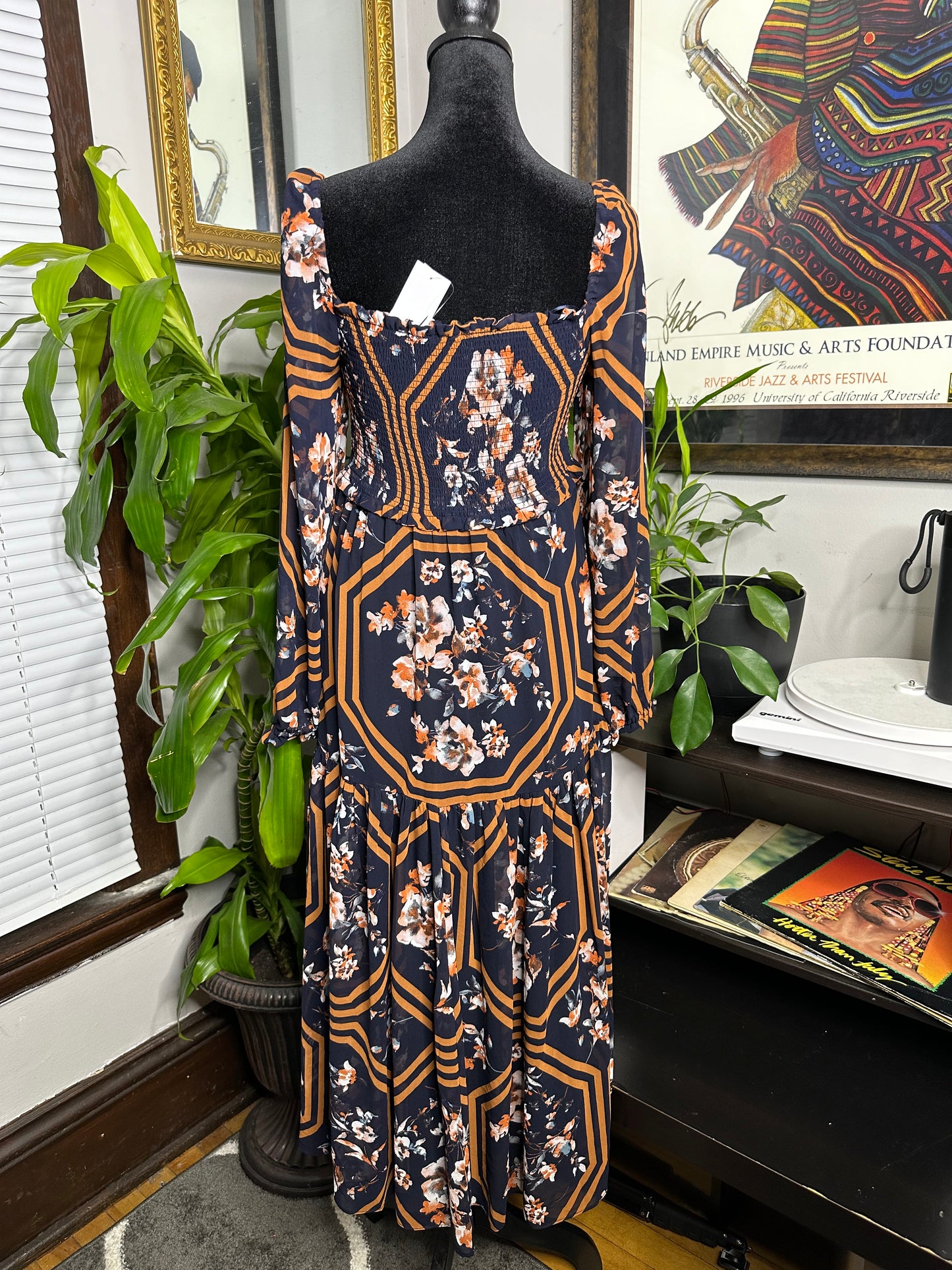 Multi-Color Print Tier Maxi Dress