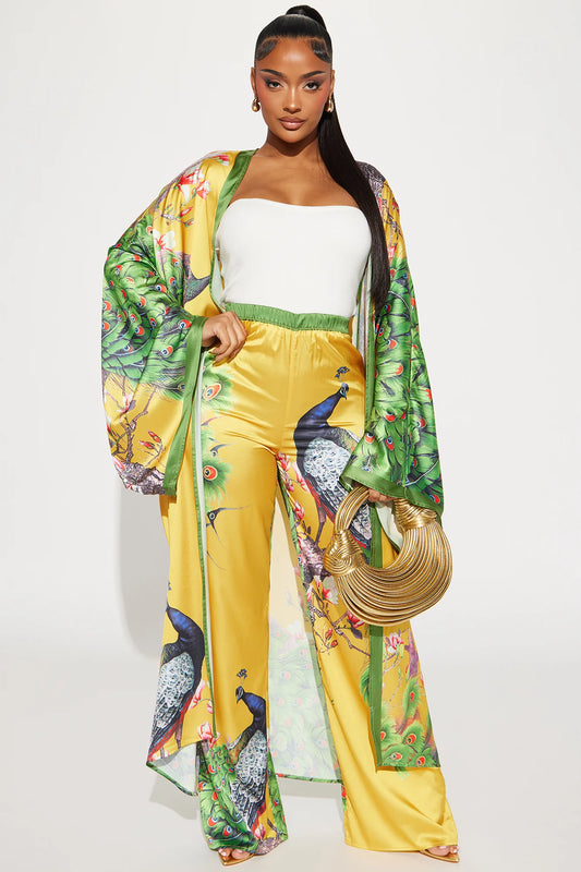 Peacock Satin Pants Set (new)
